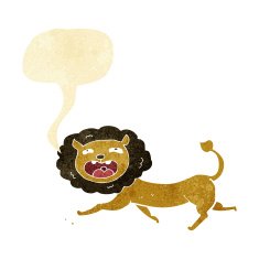 cartoon lion with speech bubble