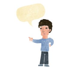 cartoon pointing man with speech bubble N15