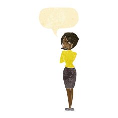cartoon businesswoman ignoring with speech bubble