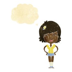 cartoon happy woman with speech bubble N29