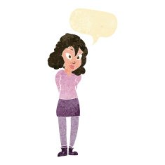 cartoon confused woman with speech bubble N13