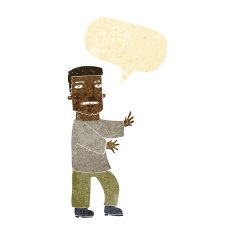 cartoon man gesturing with speech bubble N4