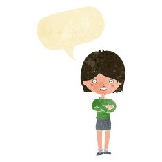 cartoon happy woman with speech bubble N30