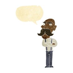 cartoon angry old man with speech bubble N18