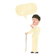 cartoon shocked gentleman with speech bubble N2