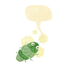 cartoon bug with speech bubble N2