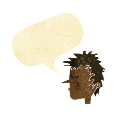 cartoon male face with speech bubble N3
