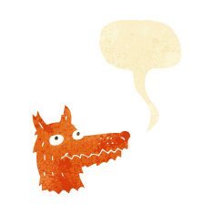 cartoon fox head with speech bubble N3