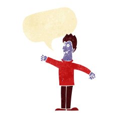 cartoon happy vampire with speech bubble N4