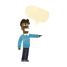 cartoon man accusing with speech bubble N2