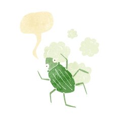cartoon bug with speech bubble N4