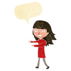 cartoon happy girl with speech bubble N14