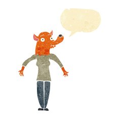 cartoon fox woman with speech bubble