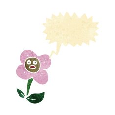 cartoon flower with face speech bubble N3
