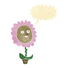 cartoon flower with face speech bubble N5