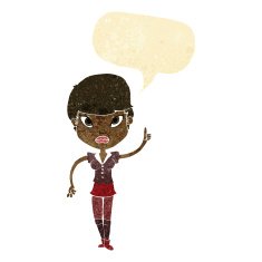 cartoon woman with idea speech bubble N32