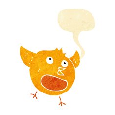 cartoon happy bird with speech bubble N7