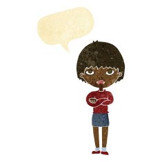cartoon woman with crossed arms speech bubble N6