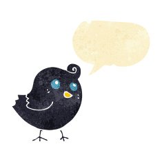cartoon bird with speech bubble N46