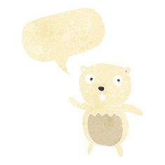 cartoon polar bear cub with speech bubble N8