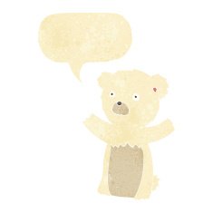 cartoon polar bear cub with speech bubble N10
