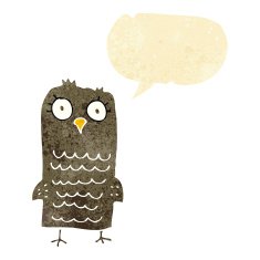 Cartoon owl with speech bubble N11