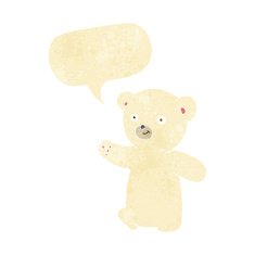 cartoon polar bear cub with speech bubble N11