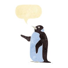 cartoon penguin with speech bubble N2