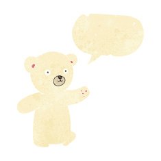 cartoon polar bear cub with speech bubble N13