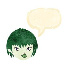 cartoon vampire girl face with speech bubble N2