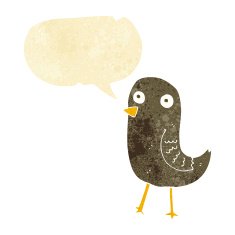 funny cartoon bird with speech bubble N14