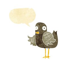 cartoon bird waving wing with speech bubble N2