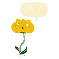 cartoon shocked flower with speech bubble N2
