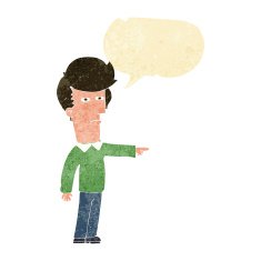 cartoon man blaming with speech bubble N2