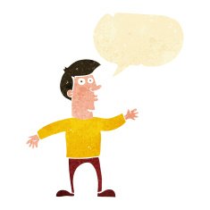 cartoon worried man with speech bubble N17