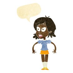 cartoon surprised woman with speech bubble N31