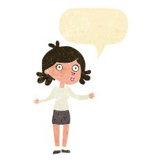 cartoon confused woman with speech bubble N15