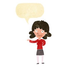 cartoon friendly woman with speech bubble N12
