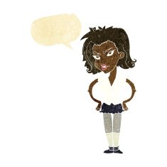 cartoon woman with hands on hips speech bubble N32