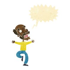 cartoon old man having a fright with speech bubble
