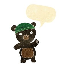 cute cartoon black bear with speech bubble N3