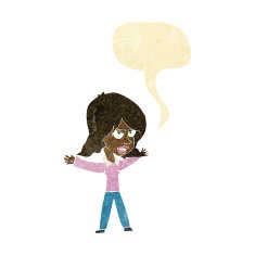 cartoon woman gesturing with speech bubble N4