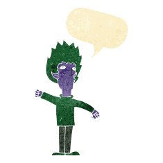 cartoon vampire man with speech bubble N22