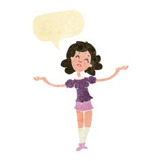 cartoon woman taking praise with speech bubble N2