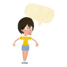 cartoon annoyed woman with speech bubble N27