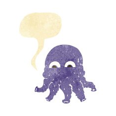 cartoon alien squid face with speech bubble N3