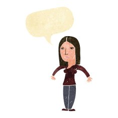cartoon annoyed woman with speech bubble N28