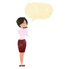 cartoon businesswoman ignoring with speech bubble N2