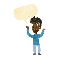 cartoon frightened man with speech bubble N11