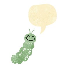 cartoon caterpillar with speech bubble N2